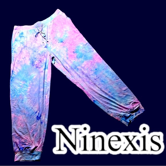 ⭐️HP⭐️NWT Ninexis light weight tie dye joggers in blue, purple and pink. Size 1X - Picture 2 of 8